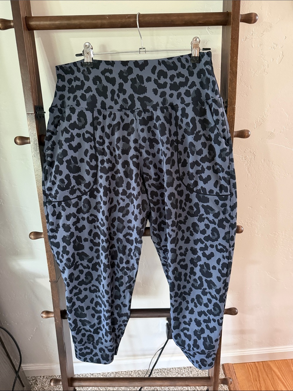 Charcoal Leopard Print Harem Joggers